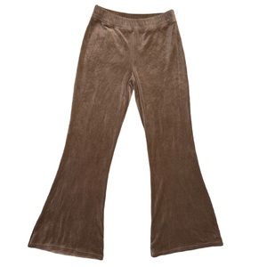 Hollister Ultra High Rise Velour Flare Pants Brown Tan Women’s Size Medi…
